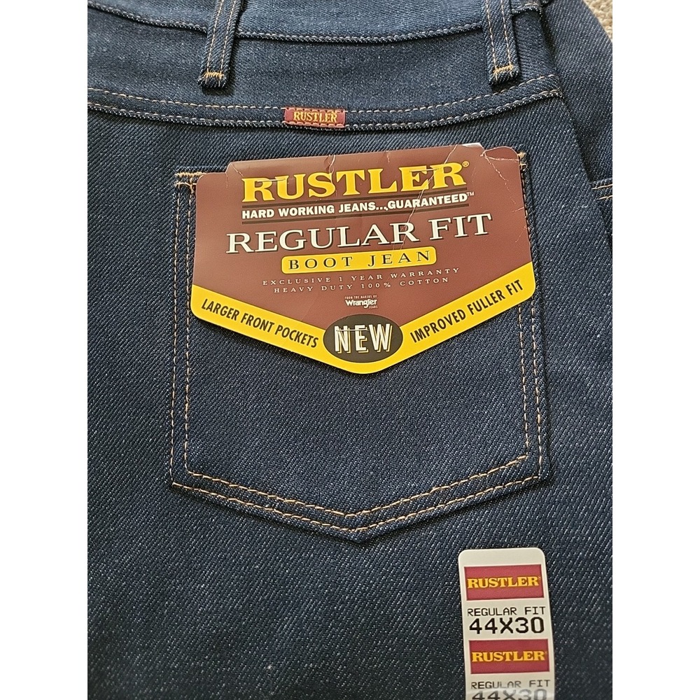 Rustler Mens Boot‎ Jeans Size 44x30 Made In USA Regular Fit Makers Of Wrangler